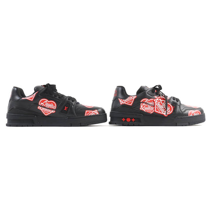 Louis Vuitton Sneakers Leather Two-Tone (Black) Lv Trainer Line 7 1/2