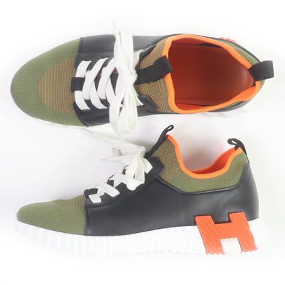 Hermes Low Cut Sneakers Leather Khaki Type Depart 41 1/2