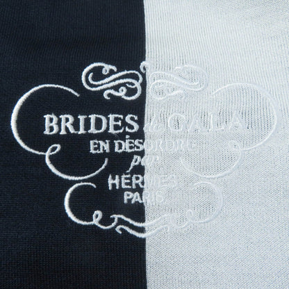 Hermes Short Sleeve Knit 4E2654D6 Silk Navy White Knit Jacquard Chaos Women 42