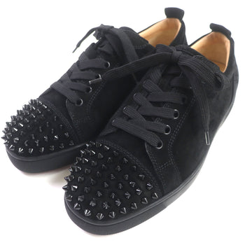 Christian Louboutin Low Cut Sneakers Suede Black Louis Junior Spikes 40 1/2