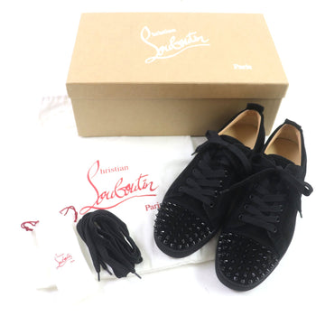 Christian Louboutin Low Cut Sneakers Suede Black Louis Junior Spikes 40 1/2