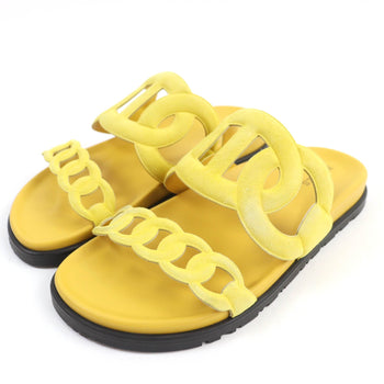 Hermes Sandals Suede Leather Yellow Extra Women 38