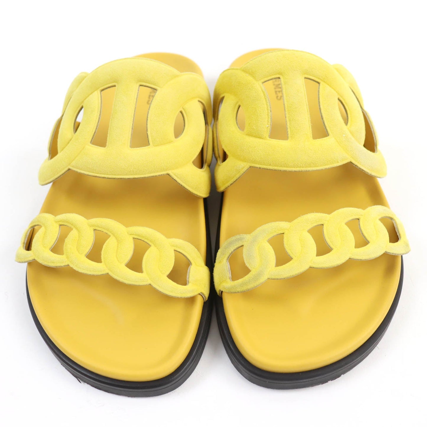 Hermes Sandals Suede Leather Yellow Extra Women 38