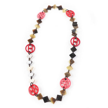 Hermes Necklace Buffalo Horn Brown Red Type Diva Women