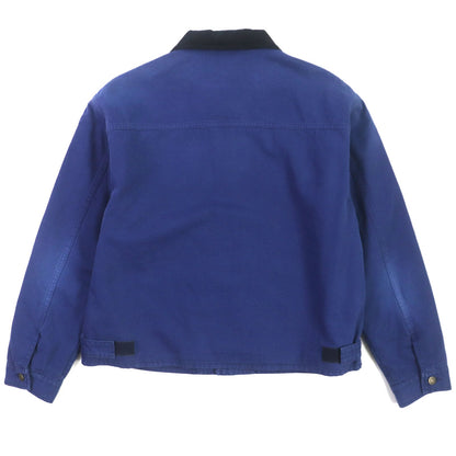 Gucci Blouson 709636 Xdb39 Cotton Blue Padded Jacket Corduroy Collar, Gg Check Pattern On The Back