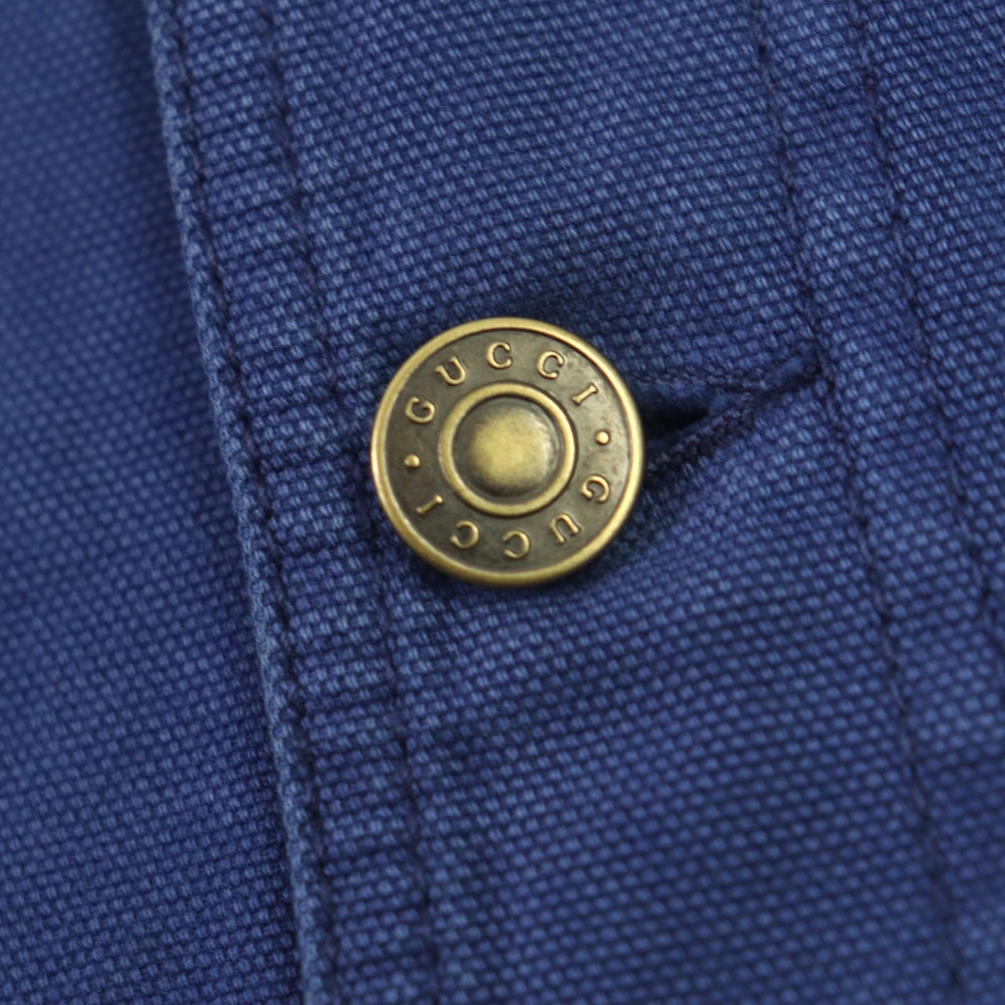 Gucci Blouson 709636 Xdb39 Cotton Blue Padded Jacket Corduroy Collar, Gg Check Pattern On The Back