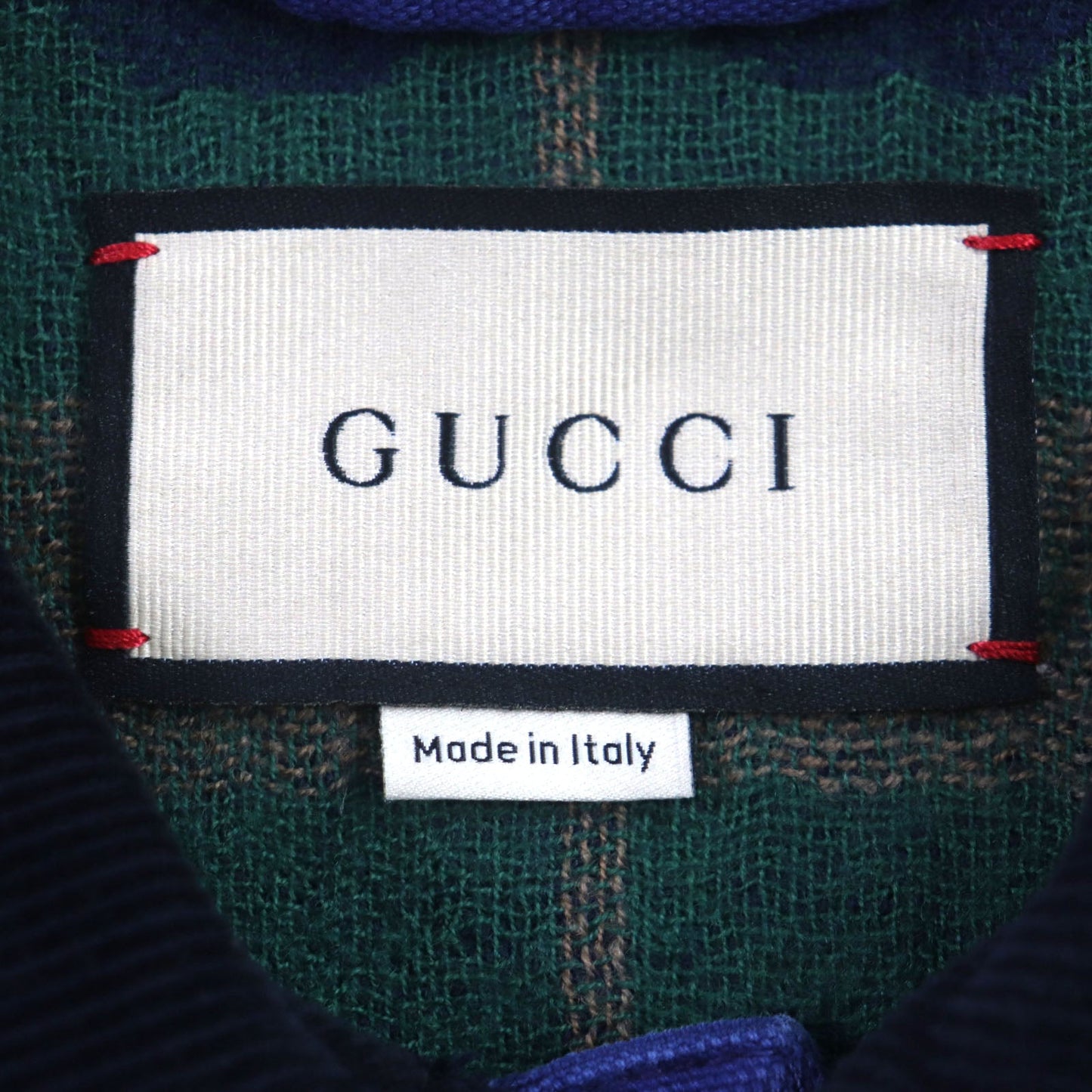 Gucci Blouson 709636 Xdb39 Cotton Blue Padded Jacket Corduroy Collar, Gg Check Pattern On The Back