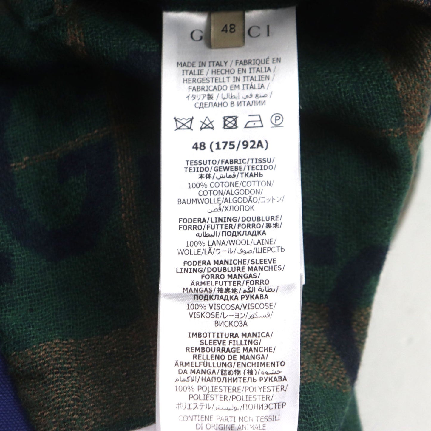 Gucci Blouson 709636 Xdb39 Cotton Blue Padded Jacket Corduroy Collar, Gg Check Pattern On The Back