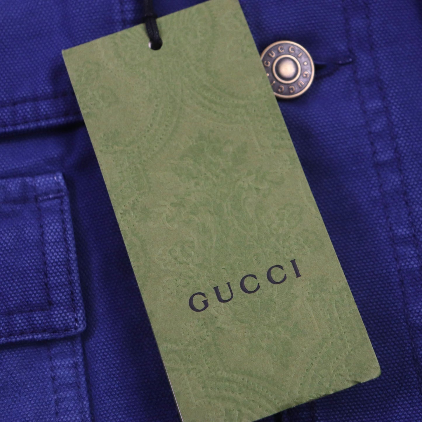 Gucci Blouson 709636 Xdb39 Cotton Blue Padded Jacket Corduroy Collar, Gg Check Pattern On The Back