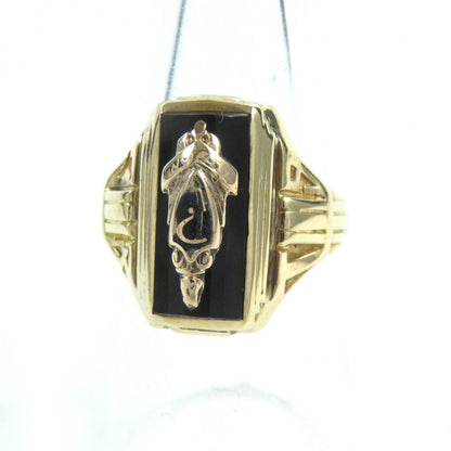 Jewelry Ring Main?Fk10 Gold Black Antique Vintage College Rings Mens
