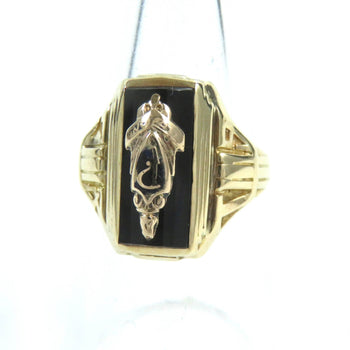 Jewelry Ring Main?Fk10 Gold Black Antique Vintage College Rings Mens