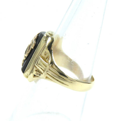 Jewelry Ring Main?Fk10 Gold Black Antique Vintage College Rings Mens