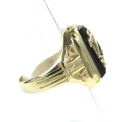 Jewelry Ring Main?Fk10 Gold Black Antique Vintage College Rings Mens