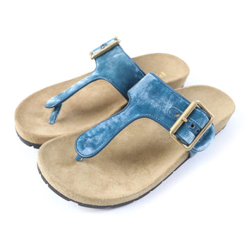 Prada Sandals 1Y392I Velour, Polyurethane Blue Thong Sandals Women 36 1/2