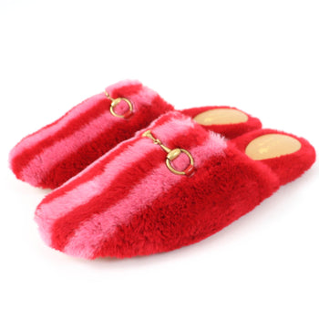 Gucci Mule 722442 Fur, Leather Red Women 37
