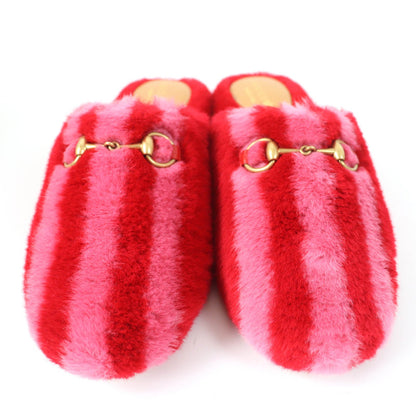 Gucci Mule 722442 Fur, Leather Red Women 37