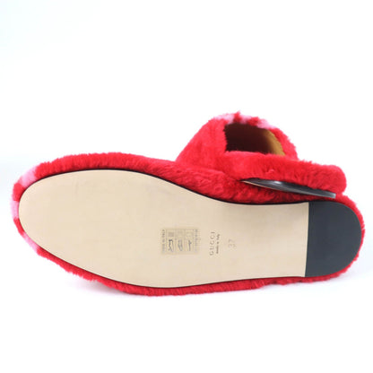 Gucci Mule 722442 Fur, Leather Red Women 37