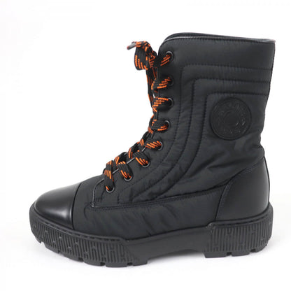 Hermes Short Boots Parachute Fabric , Leather Black Fresh Women 37