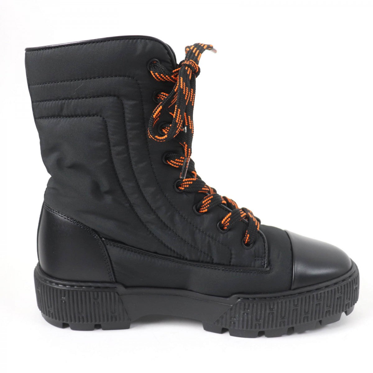 Hermes Short Boots Parachute Fabric , Leather Black Fresh Women 37