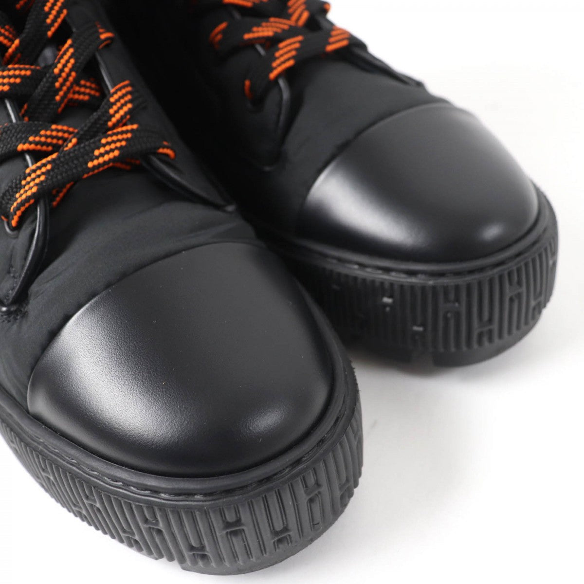 Hermes Short Boots Parachute Fabric , Leather Black Fresh Women 37