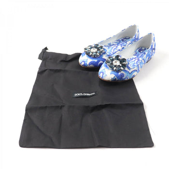 Dolce&Gabbana Pumps Canvas, Leather Blue Majolica Print Flat Shoes Women 35 1/2