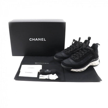 Chanel Sneakers G35617 Mixed Fiber, Calfskin, Velvet, Polyurethane Black Women 37