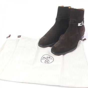 Hermes Boots Suede Leather Dark Brown Fortune 41