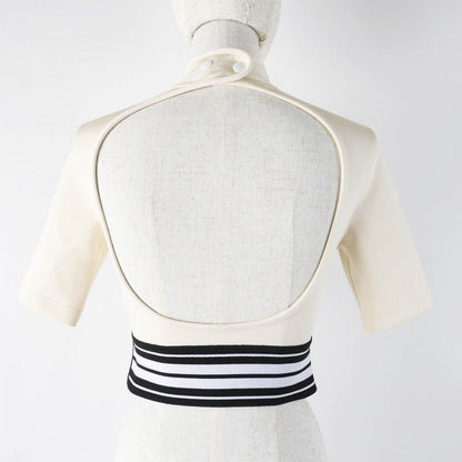 Louis Vuitton Cut Nylon Ivory Black Sporty Cropped Lv Stripes 34