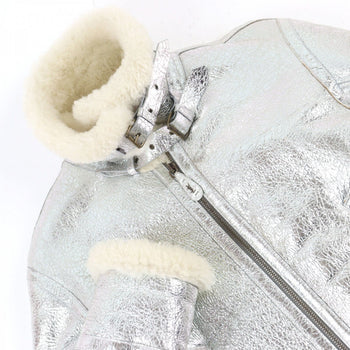 Yves Saint Laurent Mouton Jacket 201578 Nappa Leather Silver 50