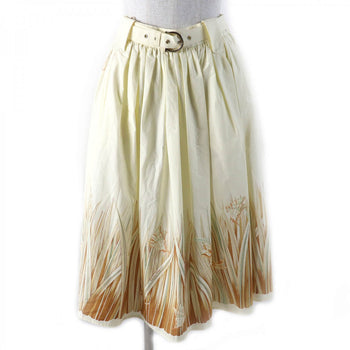 Salvatore Ferragamo Flare Skirt Cotton Cream Brown Type 38