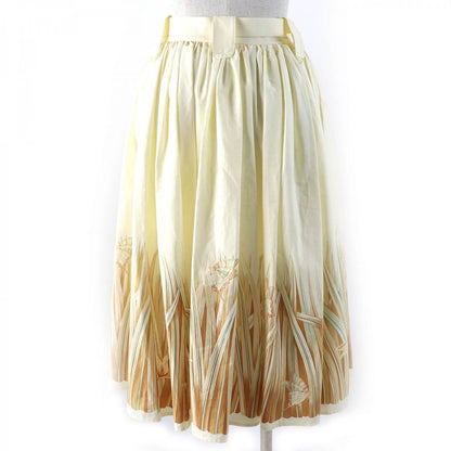 Salvatore Ferragamo Flare Skirt Cotton Cream Brown Type 38