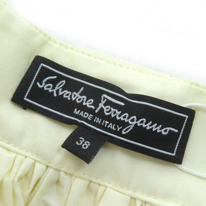 Salvatore Ferragamo Flare Skirt Cotton Cream Brown Type 38