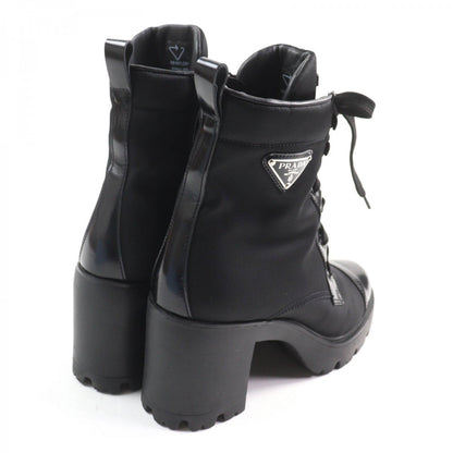 Prada Short Boots Nylon X Leather Black Triangle Logo Women 39