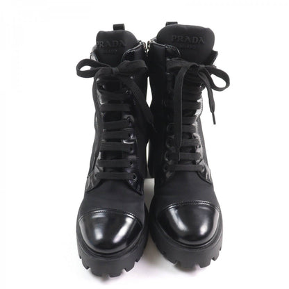 Prada Short Boots Nylon X Leather Black Triangle Logo Women 39