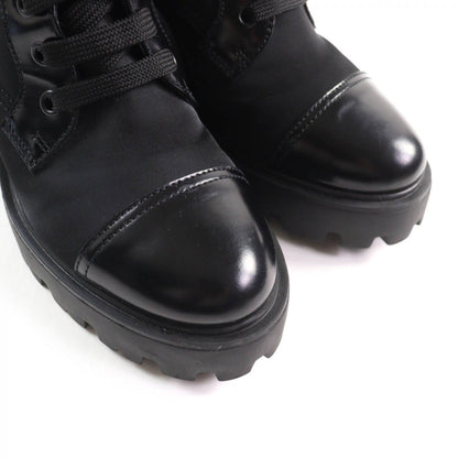 Prada Short Boots Nylon X Leather Black Triangle Logo Women 39