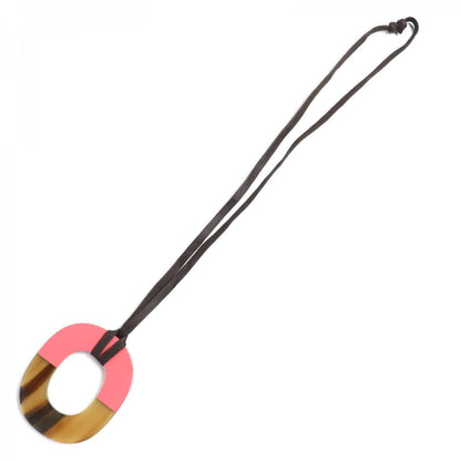 Hermes Necklace Buffalo Horn Wood Beige Pink Ism Bicolor