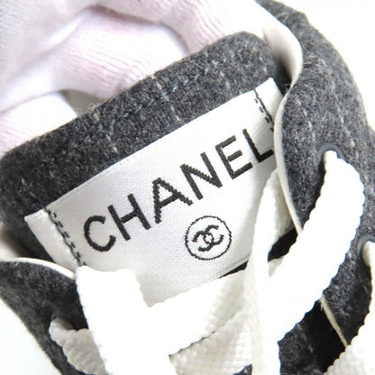 Chanel Low Cut Sneakers G46012 Wool, Mixed Fiber Charcoal Gray Mens 43