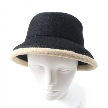 Hermes Hat Wool Black Beige 56