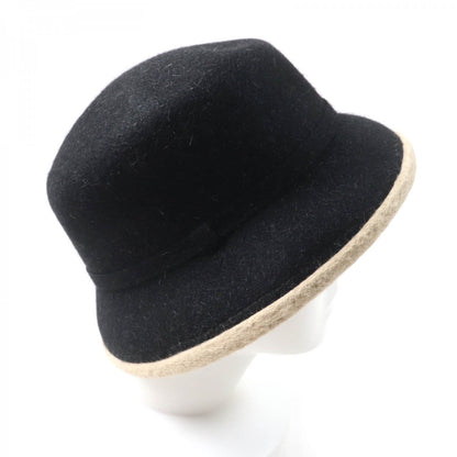 Hermes Hat Wool Black Beige 56