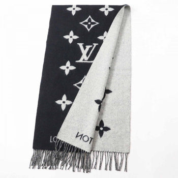 Louis Vuitton Scarf M71040 Cashmere Black Grey Reykjavik