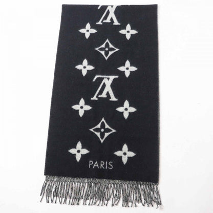 Louis Vuitton Scarf M71040 Cashmere Black Grey Reykjavik