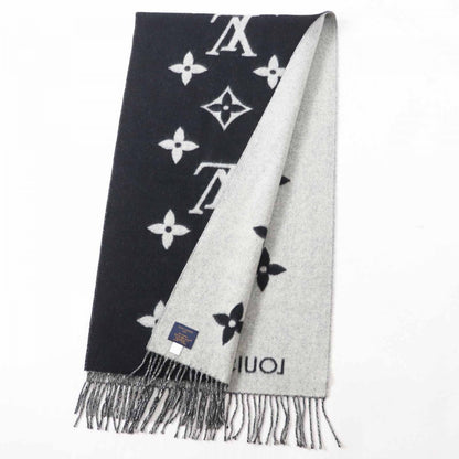 Louis Vuitton Scarf M71040 Cashmere Black Grey Reykjavik