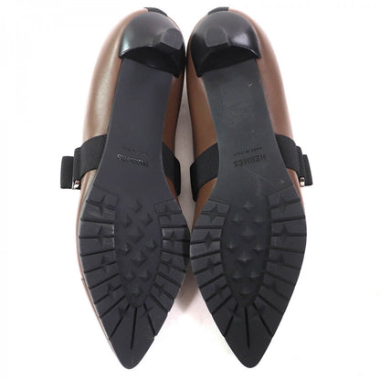 Hermes Pumps Leather Brown Black 38