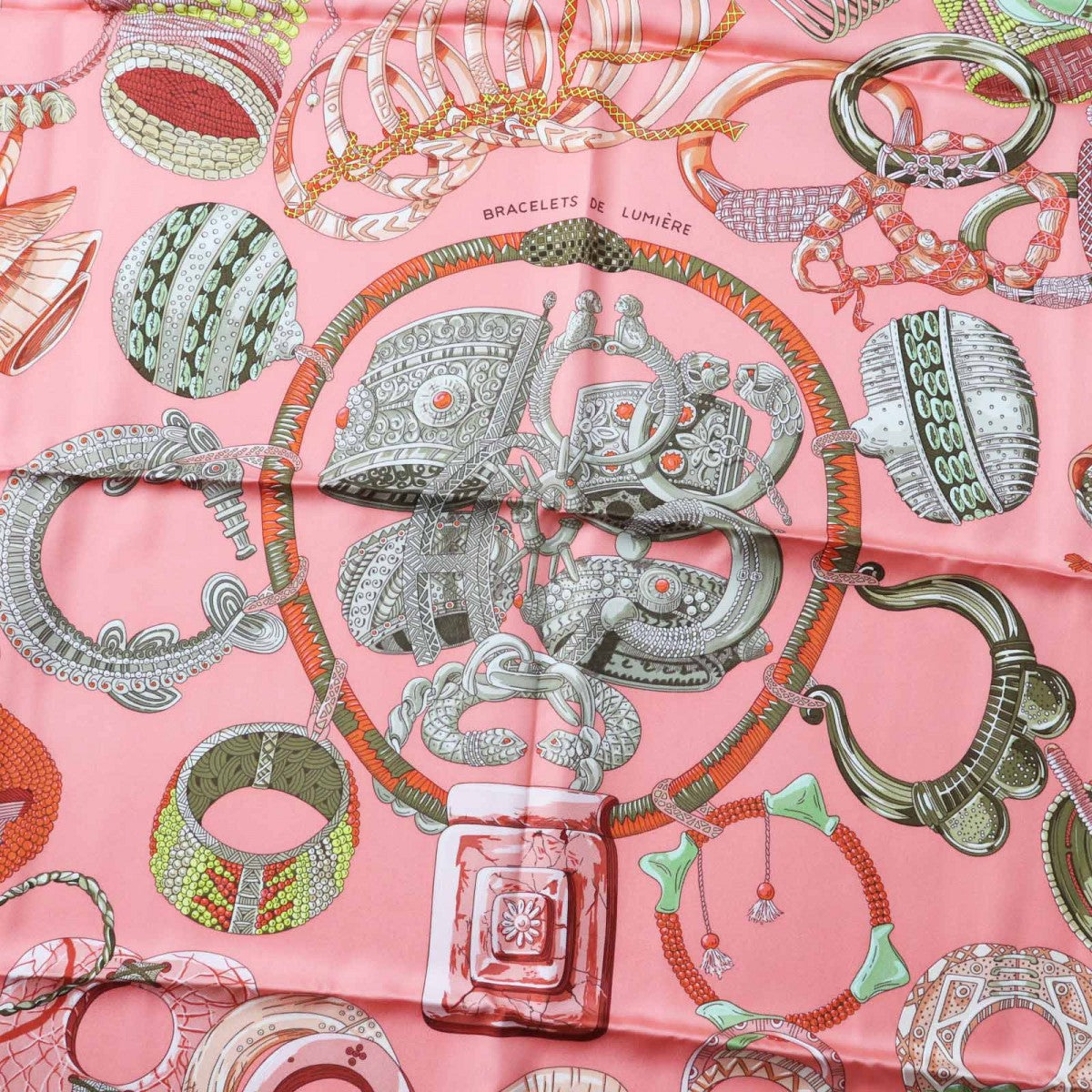 Hermes Scarf Silk Salmon Pink Carre90 Bracelets De Lumiere Bracelets Of Light