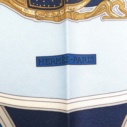 Hermes Scarf Silk Blue Navy Type Springs