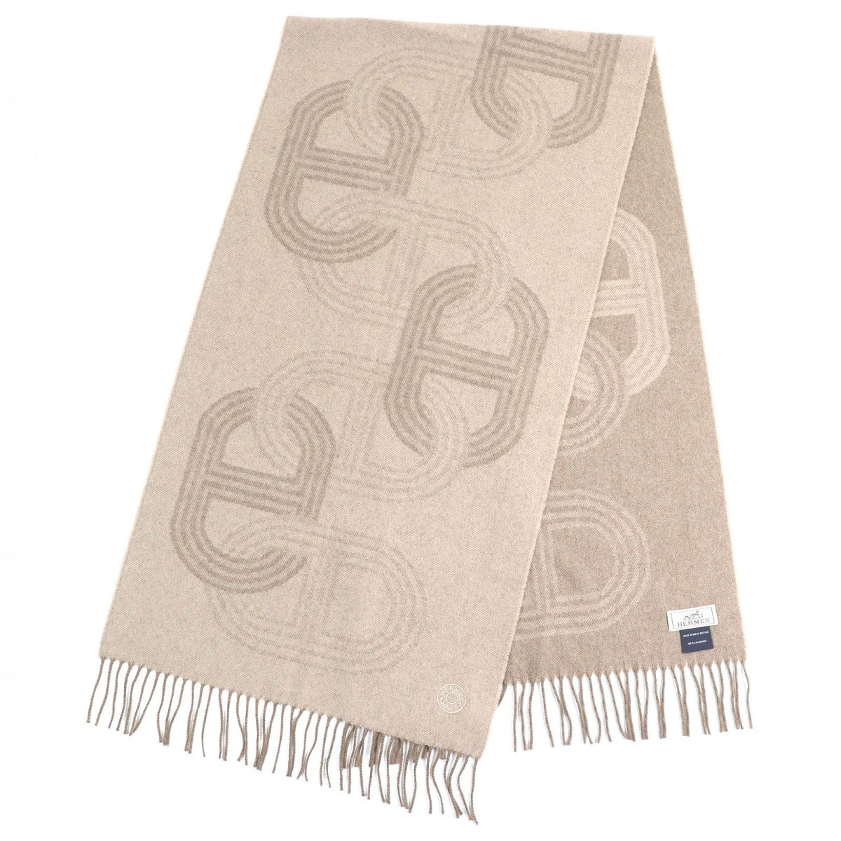 Hermes Scarf Cashmere Beige Type 24Th Circuit