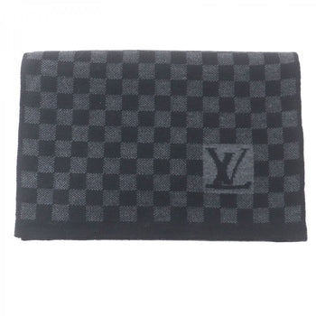 Louis Vuitton Scarf 402330 Wool Black Grey Echarpe Petit Damier
