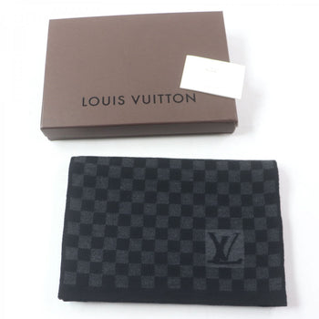 Louis Vuitton Scarf 402330 Wool Black Grey Echarpe Petit Damier