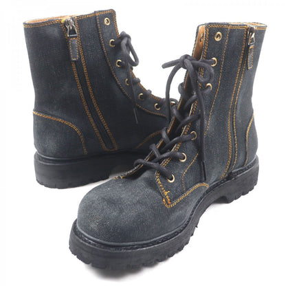 Gucci Boots 761989 Denim Indigo Shelly Line Web Line 6.5