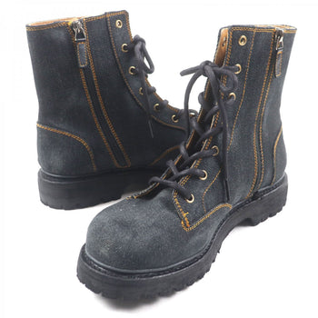 Gucci Boots 761989 Denim Indigo Shelly Line Web Line 6.5